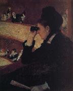 Mary Cassatt the girl wear  black dress at the theater oil on canvas